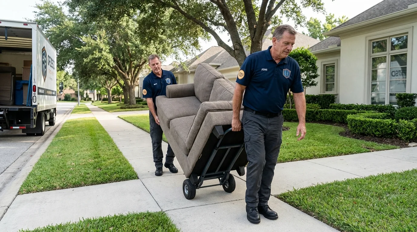Local residential moving crew loading furniture in Englewood, NJ