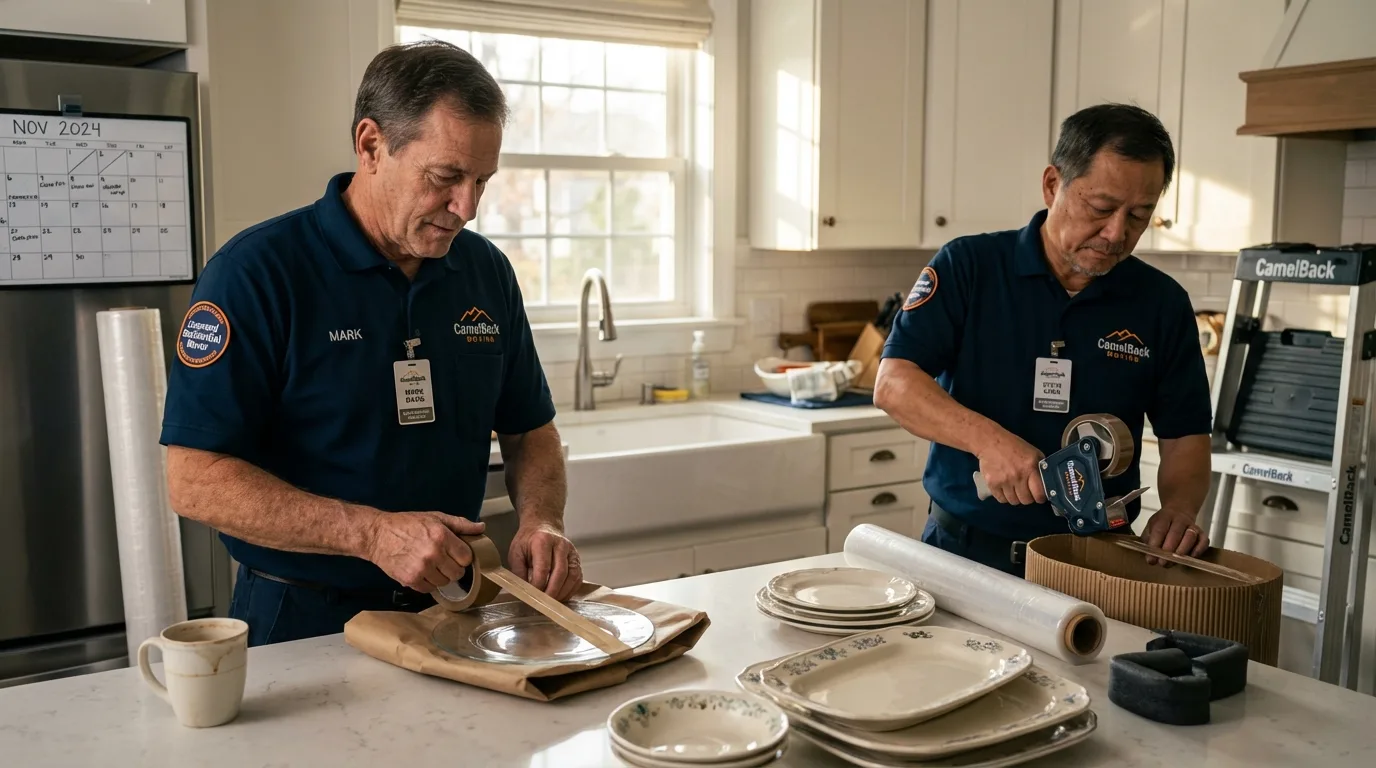 Professional crew packing kitchen dishware in Englewood, NJ